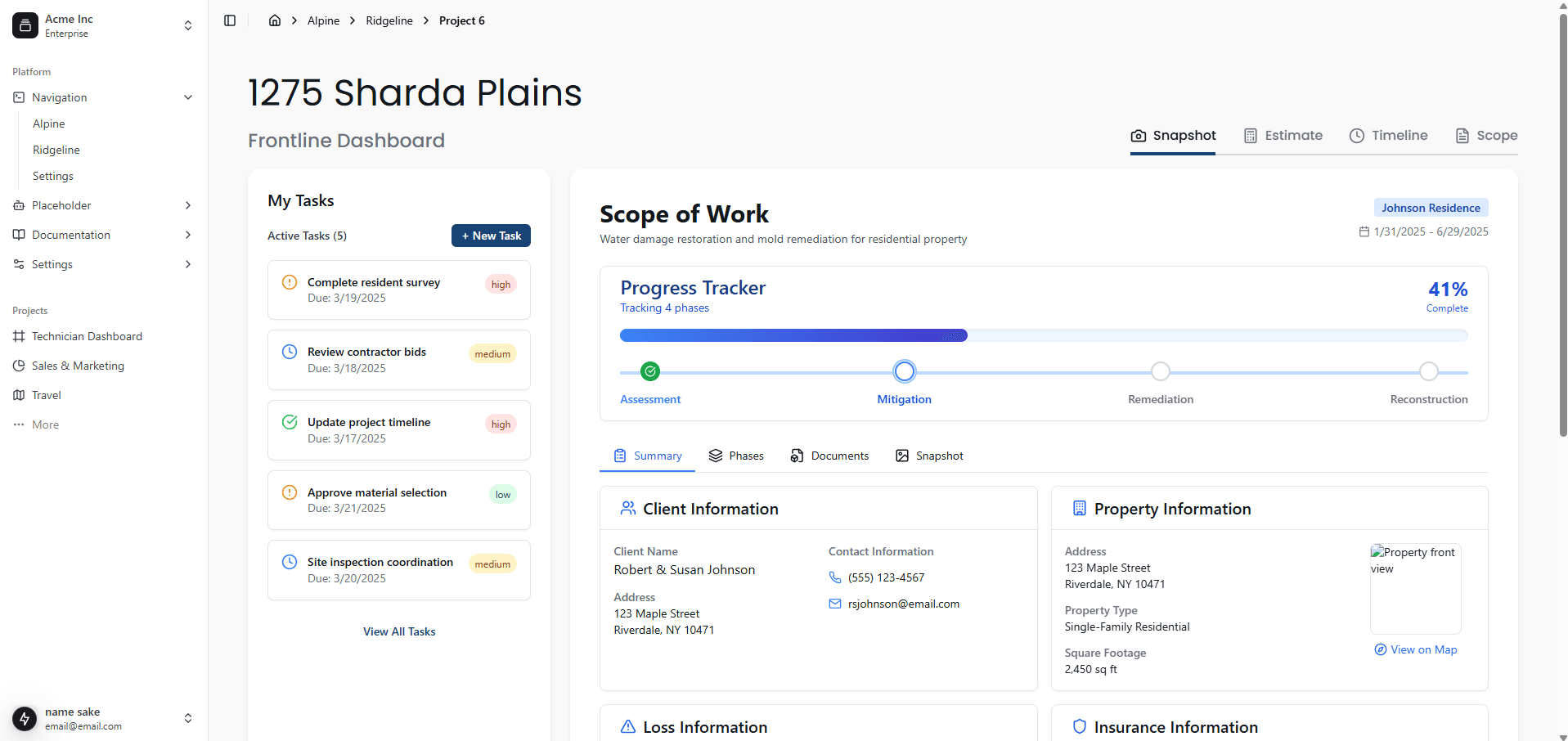 Recover app interface